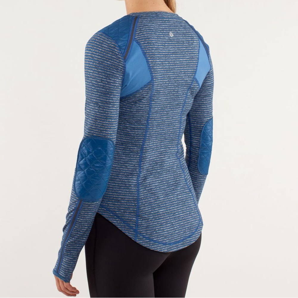 🔹Lululemon Run: Ice Queen Long Sleeve Slope Stripe Limitless Blue Sz 8